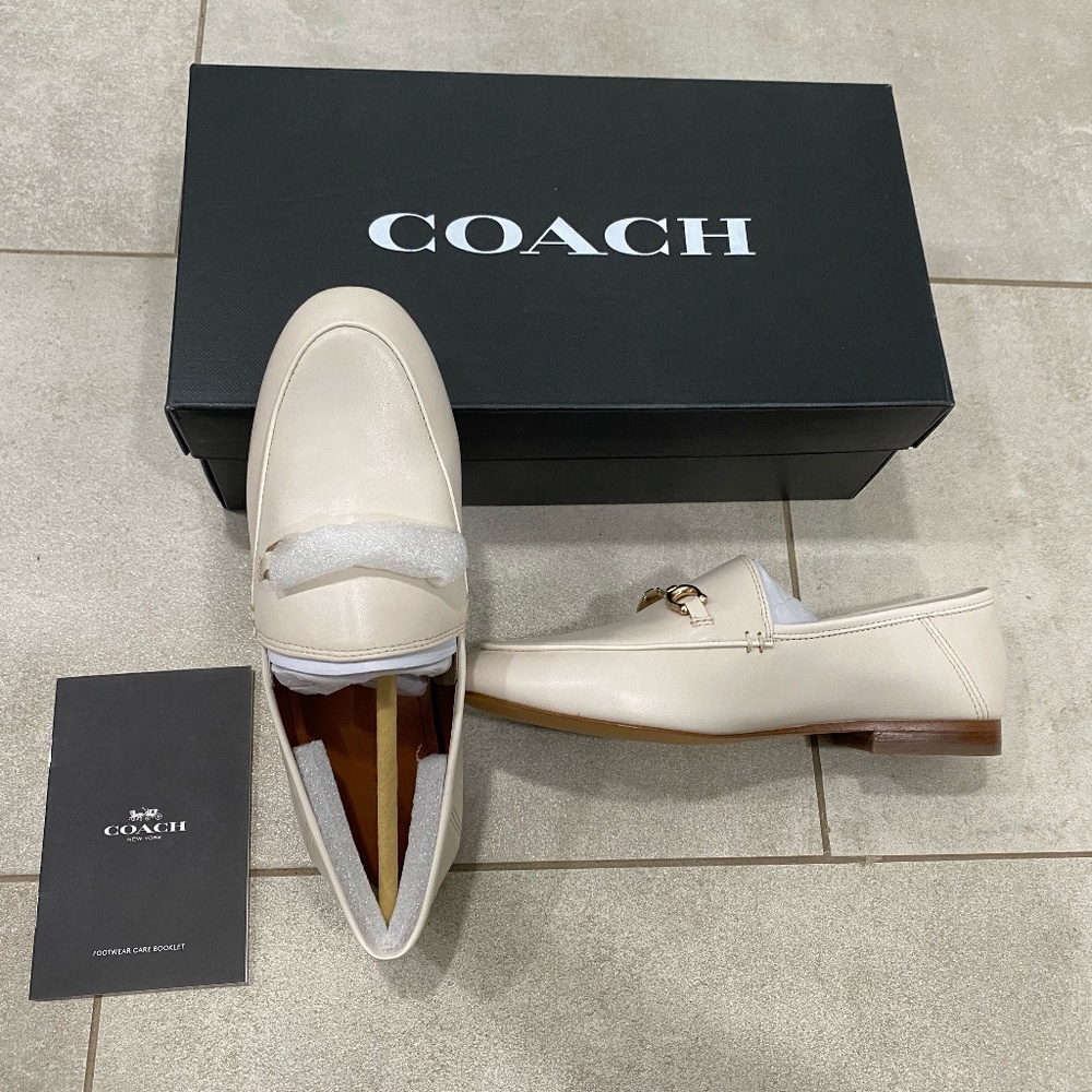 Coach Genuine Leather Haley LTR Loafer Milky White